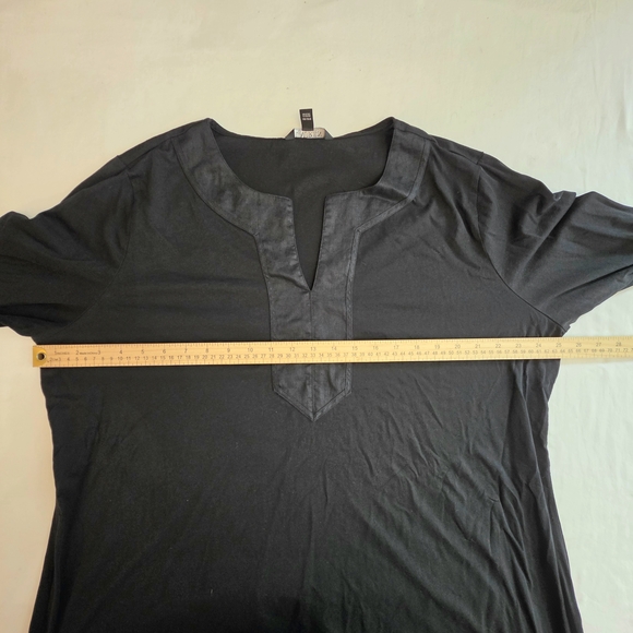 Lauren Ralph Lauren 100% Cotton Tunic Top 2X Black 3/4 Sleeve Old Money Office - Picture 6 of 10